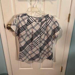 Anne Klein blue and white top